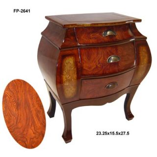 Cheungs Rattan Wooden Three Drawer Curved Cabinet and Scoop Handles