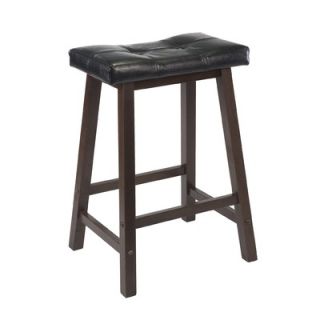 Winsome Mona 24 Saddle Seat Stool with Cushion in Antique Walnut