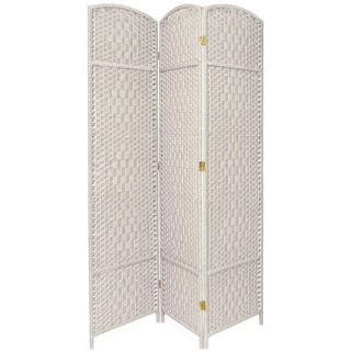 Oriental Furniture Diamond Weave 3 Panel Room Divider in White   FB