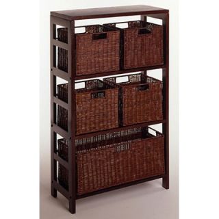 Winsome Espresso Wide 3 Section Storage Shelf with Baskets