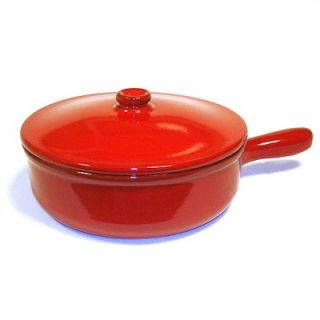 Piral Terracotta 3.5 Quart Deep Saucepan with Lid in Red   TA241ROCR