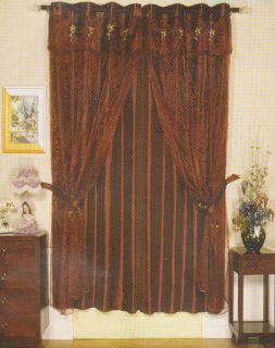 Grommet Top Window Curtains Drapes Valance Burgundy New