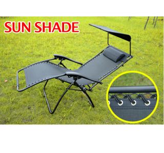 Recliner Zero Gravity Lounge Patio Pool Chair with Canopy Sun Shade