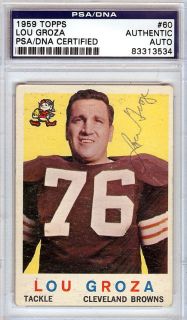Lou Groza Autographed Signed 1959 Topps Card PSA DNA 83313534