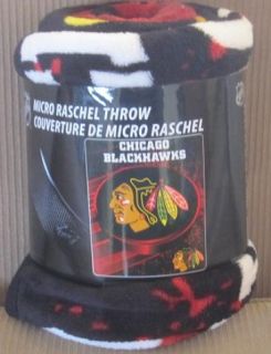  Blackhawks Plush Throw Gift Blanket Soft Hawks NHL Hockey Team Logo