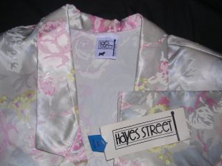 Hayes Street 80s Jacket Women LG Pastel Gray Pink Cream Bulldog Vtg