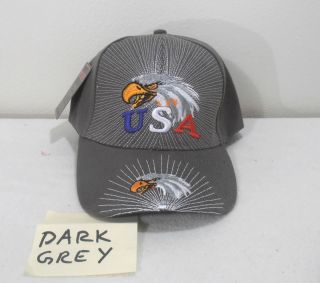 Free SHIP Cap DK Gray Eagle USA Starburst Hat 