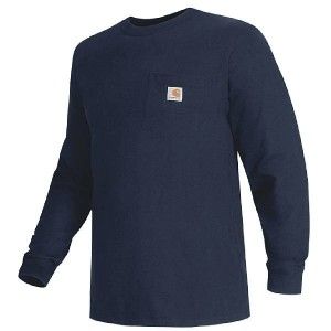 Carhartt Work Wear Long Sleeve Pocket T Shirt Mens Navy 2XL 3XL K126