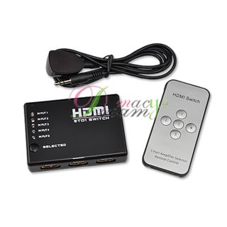 DVD 5 Port HDMI Switcher Switch Splitter Remote Control