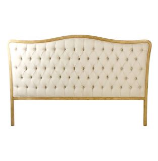 Lille French Country Natural Oak Linen Tufted Headboard King