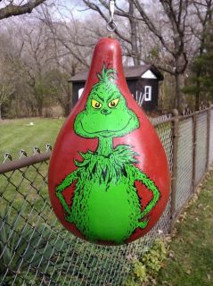 The Grinch Hand Painted Gourd Birdhouse Detailed Gift for the Grinch