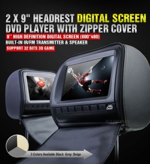 2x9 headrest dvd player with digital screen 800x480 ir fm transmitter
