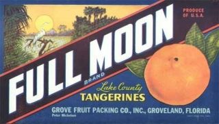 Full Moon Vintage Citrus Crate Label Groveland Florida