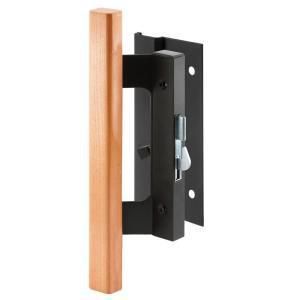Prime Line Sliding Door Handle Set Black Finish Wood Handle Model C
