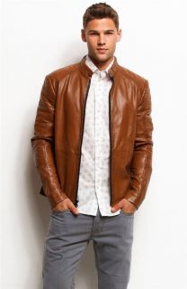 New Armani Exchange AX Mens Slim/Muscle Fit Genuine Leather Moto