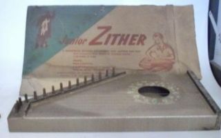 Vintage Zither Jr Harbert Italiana Milano Italy w Tuner Music Sheets