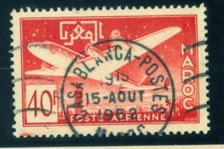 harbin FRENCH MOROCCO 1952 SC C43 40fr RED AIR POST CASABLANCA PERF 13