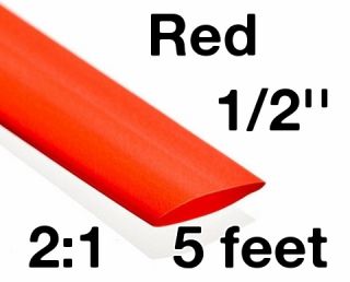 Heat Shrink Tube Red 1 2 5 Feet 2 1 Shrink Ratio