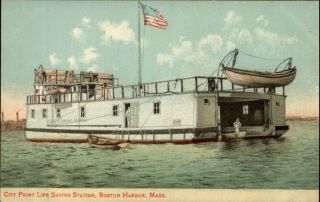 BOSTON HARBOR MA City Point Life Saving Station c1910 Postcard