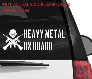 HEAVY METAL ON BOARD Vinyl Decal Sticker w Iron Maiden Logo 12 5 x4 2
