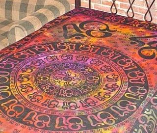 Tie Dye OM Chakra Tapestry Bed Sheet or Wall Hanging