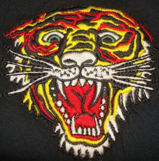Ed Hardy Tiger T Shirt Black Christian Audigier Embroidered Tee Shirt