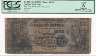  Currency 1882DB, FR563, CH2570, First NB, Grand Forks, ND, Good 6 App