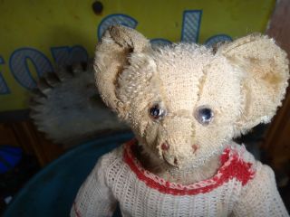 Antique Mohair Glass Eyed Bat Ear Teddy Bear 9 Tall Hecla