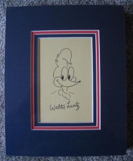 Walter Lantz Signed Original Hand Drawn Sketch of Woody The Wood