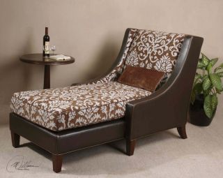 harleigh chaise lounge plush jacquard seating area in chocolate and