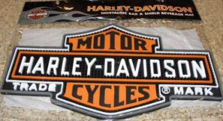 HARLEY DAVIDSON Nostalgic Bar & Shield Beverage Mat HDL 18510 Holds up
