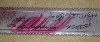 BLOODY CHAINSAW AUTOGRAPHED BY (6) STARS FROM TEXAS CHAINSAW 3D
