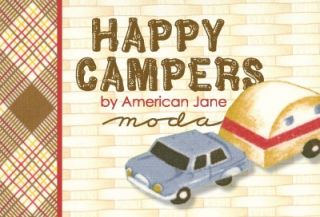Moda American Jane Happy Campers Quilt Fabric Retro Flowers Brown 1 2Y