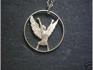 Angel Looking to Heaven Cut Coin Necklace