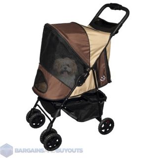 Pet Gear Happy Trails Pet Stroller with Large Storage Basket in Sahara