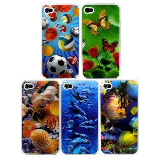 5pcs 3D Vivid Hard Back Cases Skin Cover for Apple iPhone 4 4th 4G 4S