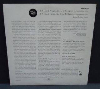 Jascha Heifetz J s Bach Sonata No 1 Parita No 2 RCA Victor Red Seal LM
