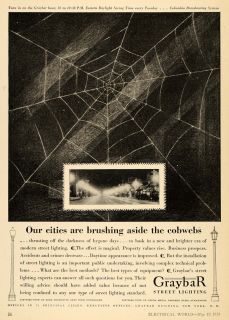 1930 Ad Graybar Electric Co. Street Lighting Spider Web   ORIGINAL