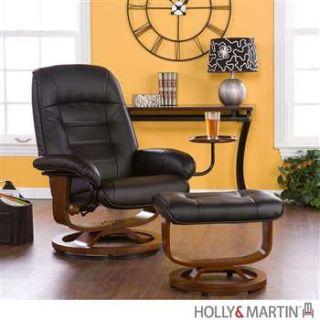 Holly Martin Hemphill Leather Recliner and Ottoman Black 85 122 046 1