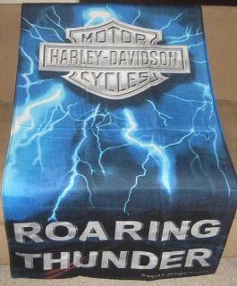  Thunder Blue Lightning Harley Davidson Bath Beach Towel Biker Gift