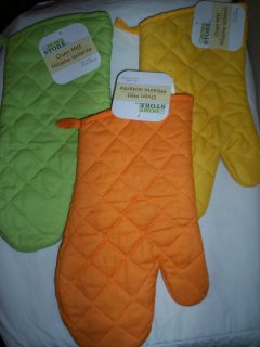  Colors Quilted Oven Mitt Choose Solid Yellow Orange or Green