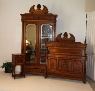 Superior Henry II Bedroom Set Antique French Bed Armoire And