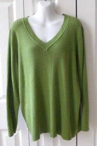 Lane Bryant Green V Neck Cotton Sweater 22 24 2X