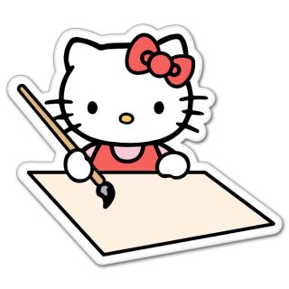 Hello Kitty Drawing Cartoon Bumper Sticker 4 x 4
