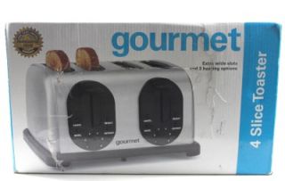 Gourmet Stainless Steel 4 Slice Extra Wide Slot Toaster