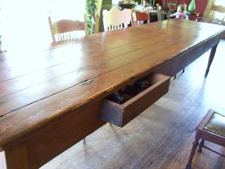 ANTIQUE 13 FOOT FARM   HARVEST TABLE 1800S WELL MADE BY OHIO AMISH  2