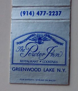 1980s Matchbook Pewter Inn Cocktails Greenwood Lake NY