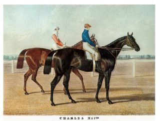  Horse Race Track J E Harring Painting Antique Repo Jockey