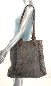Henry Beguelin Truly Amazing Brown Beige Distressed Tote Italy Great