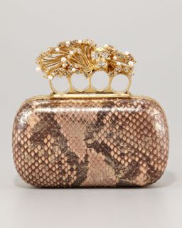 Alexander McQueen Python & Pearl Knuckle Duster Box Clutch Bag